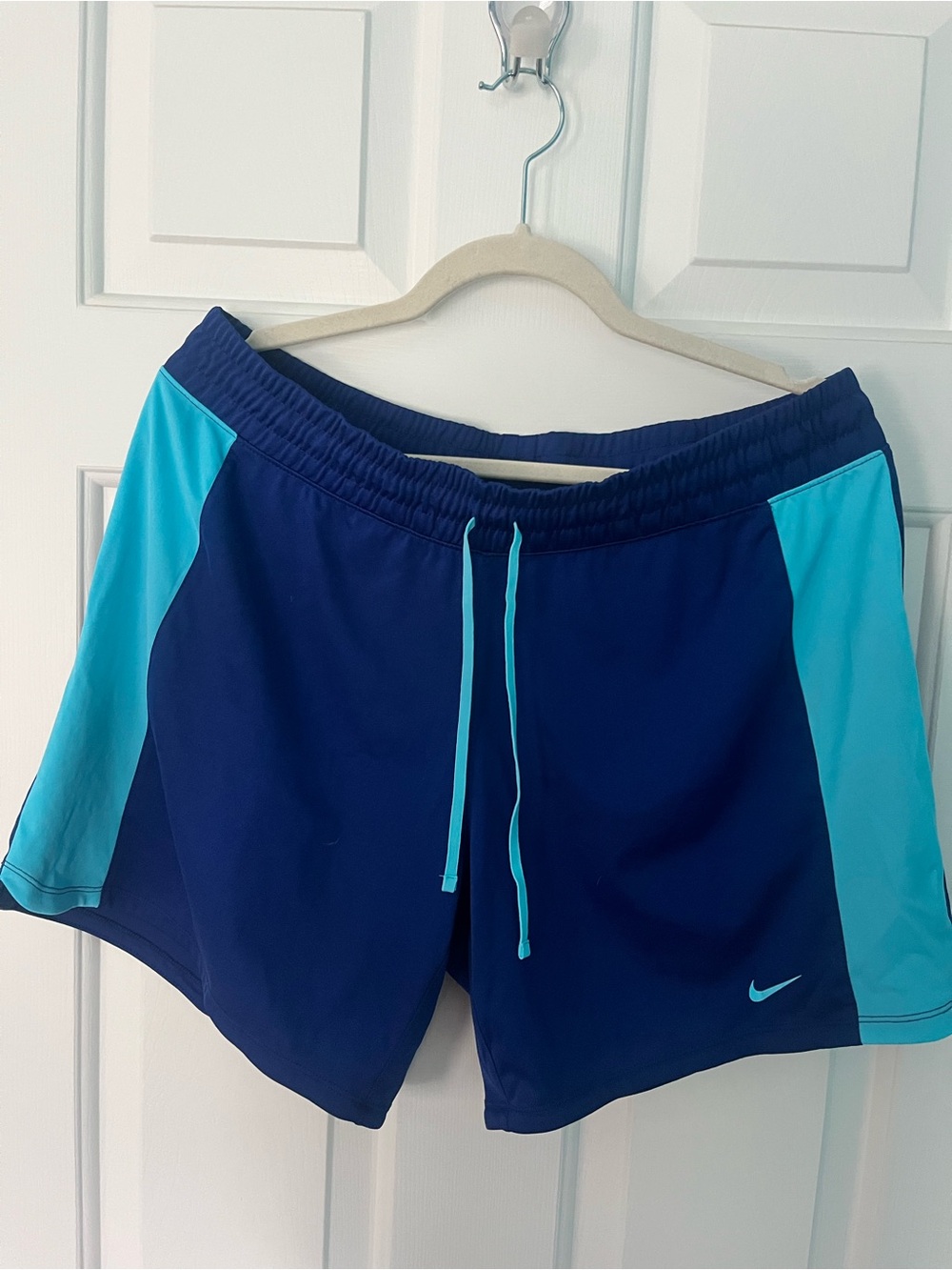 Nike Navy & Aqua DRI-FIT Large Gym Running Shorts